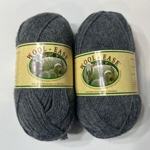 Wool Ease Yarn Oxford Grey 620 washable Dryable Knitting Crochet Craft 2 Skeins
